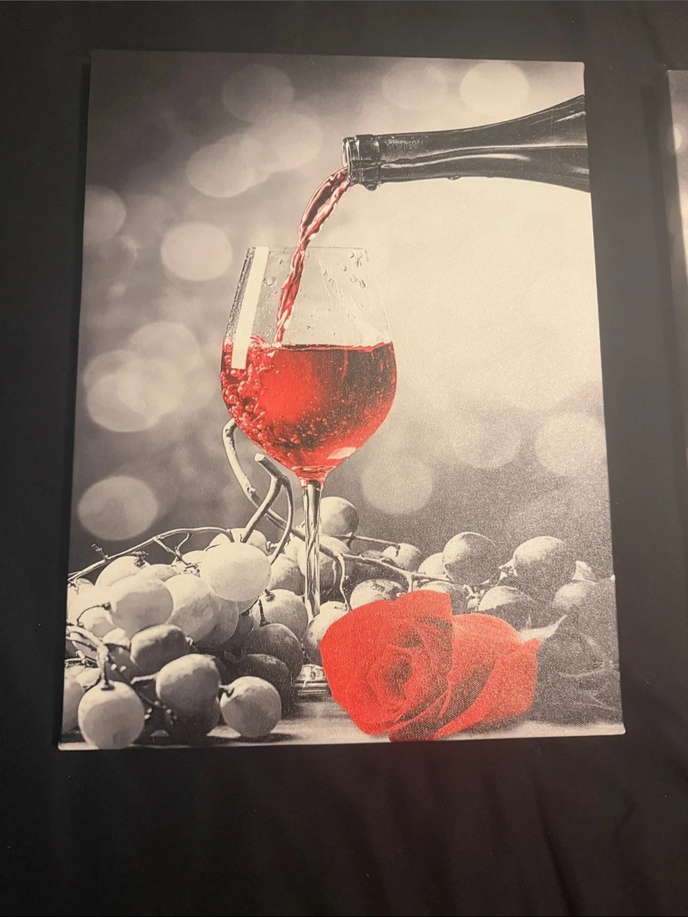SHEIN Red Roses & Wine Glass Triptych Wall Art